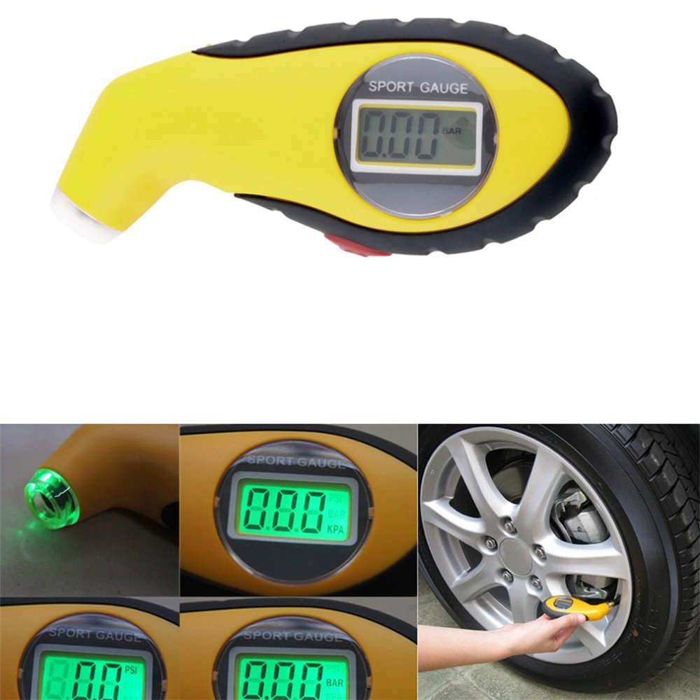 Digital Tyre Air Pressure Gauge Meter LCD Electronic Car Tire Manometer Barometers Tester Tool for Car Motorcycle Security Alarm