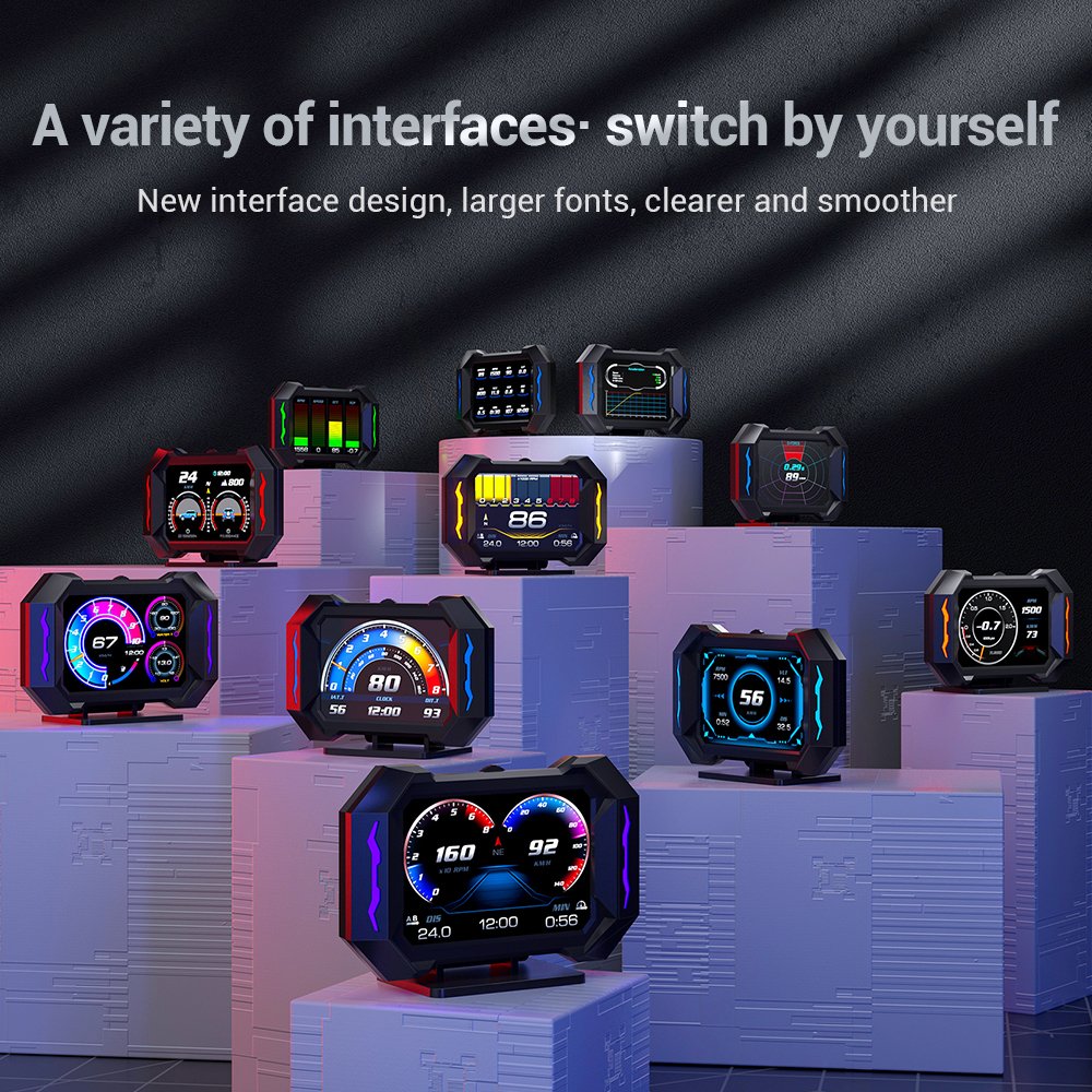 Latest Version P25 GPS Car Obd2 Meter Digital Scanner Alarm Speedometer Hud Display Water Temp RPM Turbo boost Car Accessories