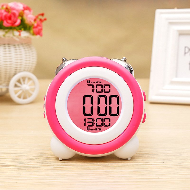 Silent Luminous Electronic Clock Creative Simple Three-dimensional LED Alarm Clock Double Ring Alarm Clock Suitable for Bedroom