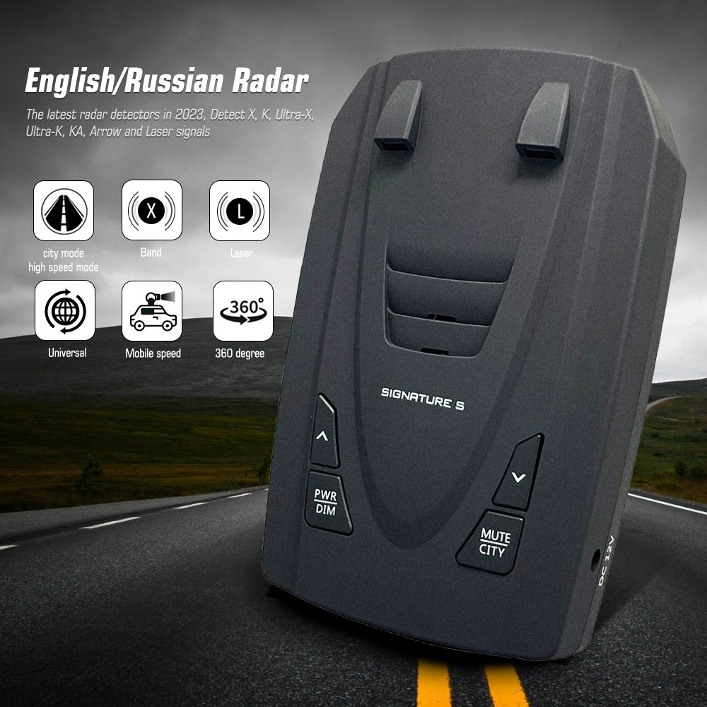 Camry Corolla Civic Keyless Entry Car Radar Detector with Signature Antiradar One-Way Anti-Speed Alarm in English Menu