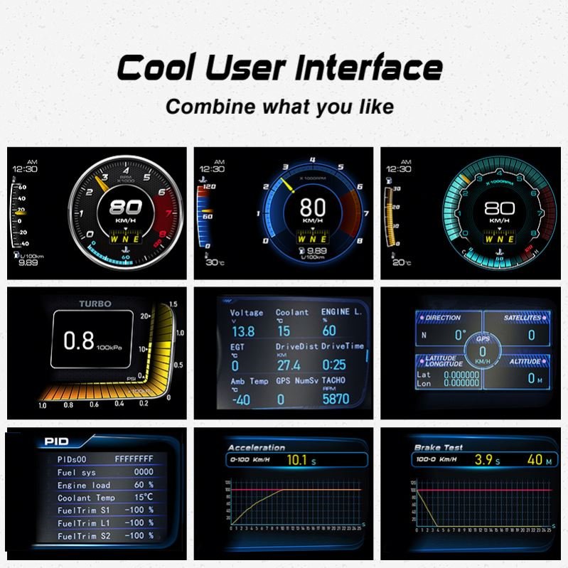 New Arrival Universal Car Head up Display HUD Projector with Dual System OBD GPS
