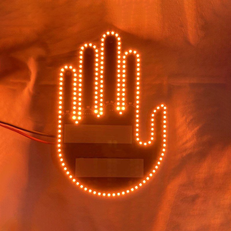 Stock Available Flik Middle Finger Led Decoration Car Light Remote Control Cool Car Accessories Warning Brake Light