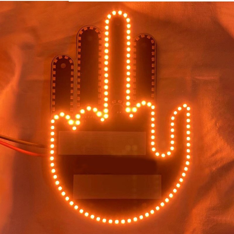 Stock Available Flik Middle Finger Led Decoration Car Light Remote Control Cool Car Accessories Warning Brake Light