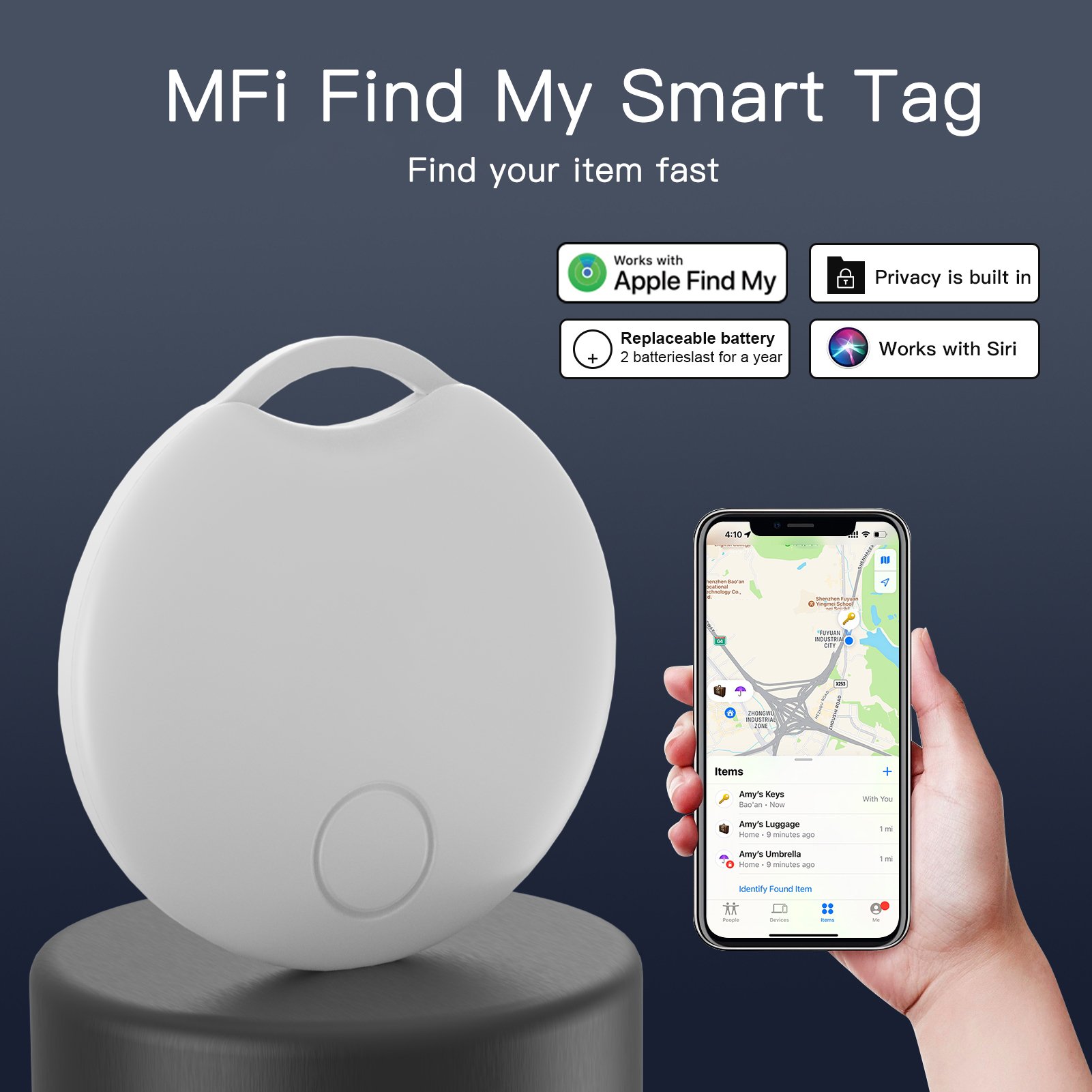 GPS Locator Tracker FCC Certification Itag Finder Find My Device Smart Air Tag Works With Apple Find My IOS System for Iphone16