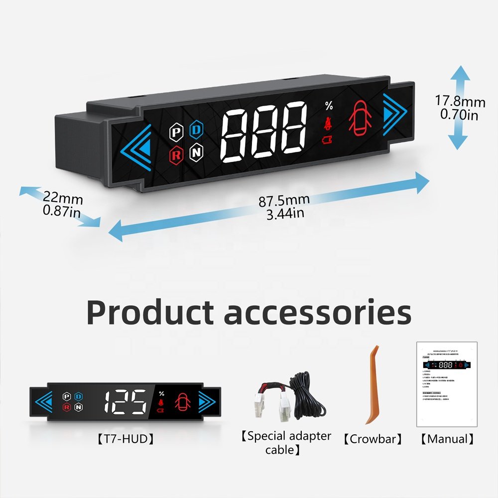 WiiYii Newest Popular OBD Head up Display Car Accessories Digital Speedometer T7 Hud for Tesla Model 3 Model Y