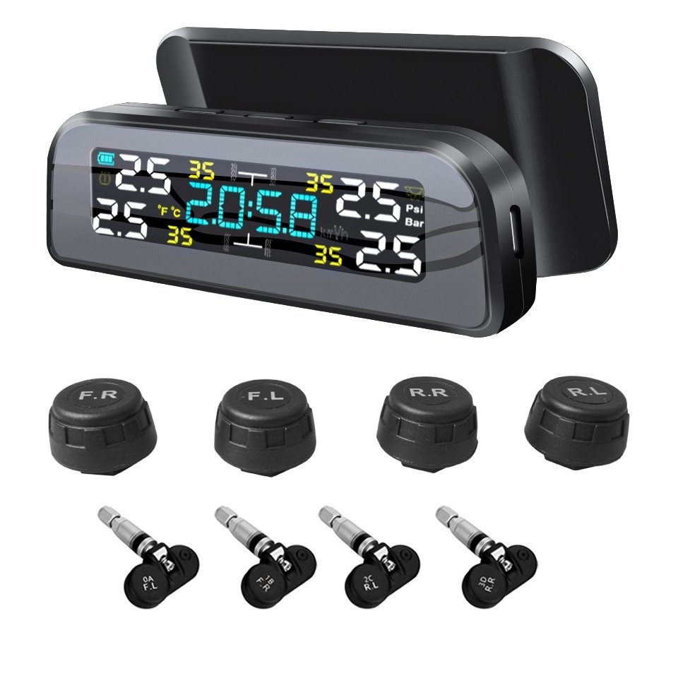 TPMS Solar Power TPMS Car Tire Pressure Alarm 360 Adjustable Monitor Auto Security System Tyre Pressure Temperature Warning New