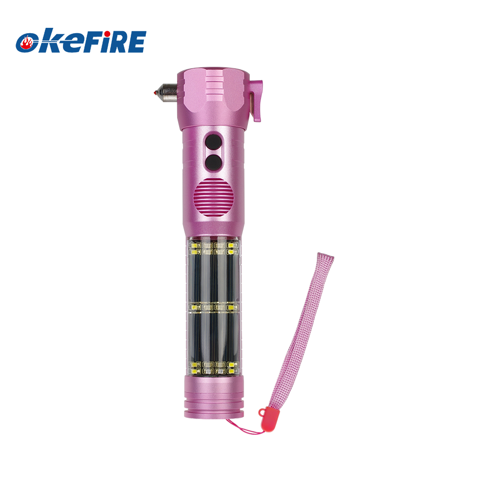 Multifunction Aluminum Solar Rechargeable Emergency Safety Hammer with LED and Alarm