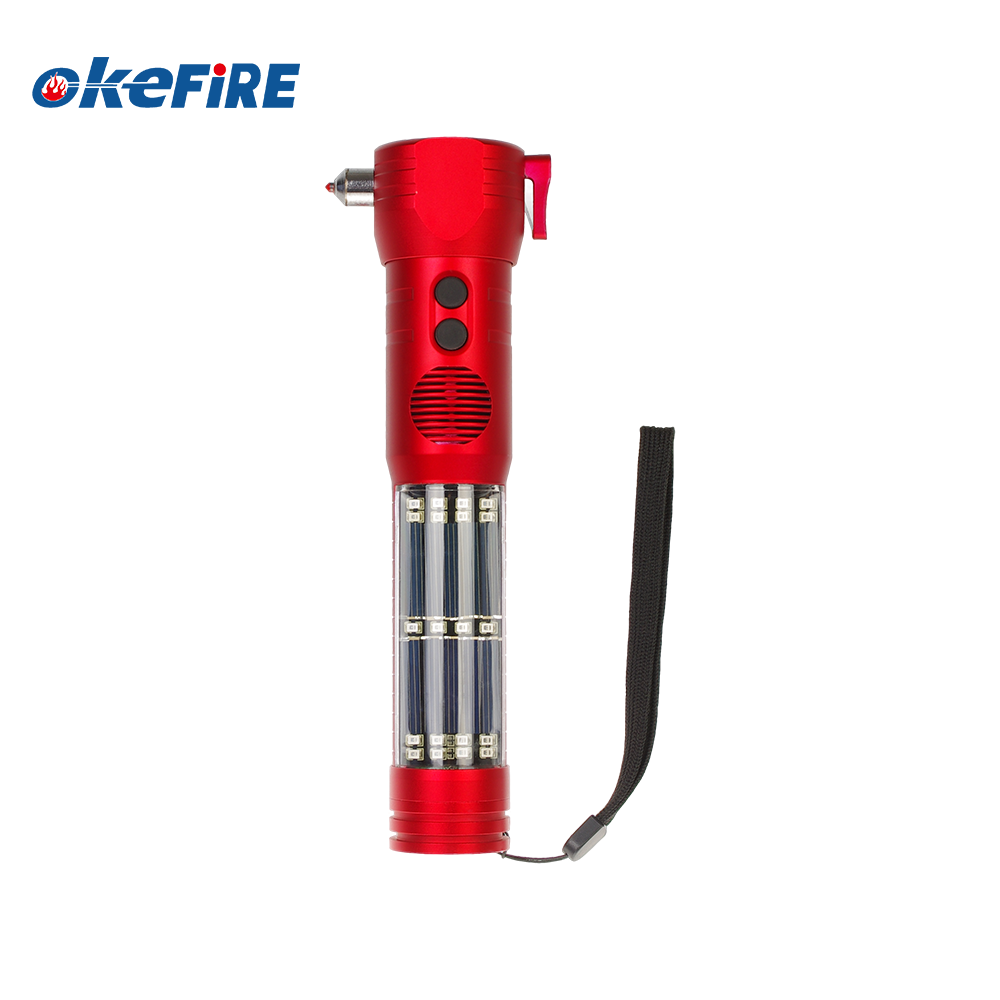 Multifunction Aluminum Solar Rechargeable Emergency Safety Hammer with LED and Alarm