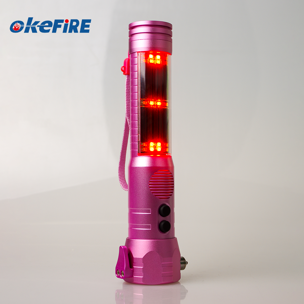 Multifunction Aluminum Solar Rechargeable Emergency Safety Hammer with LED and Alarm
