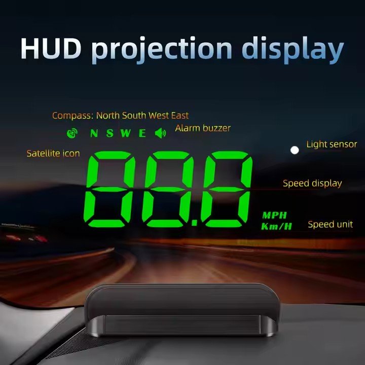 M1 GPS Speedometer Head up Display MPH/KM Overspeed Tired Warning Alarm Windshield Projector Car Hud Display
