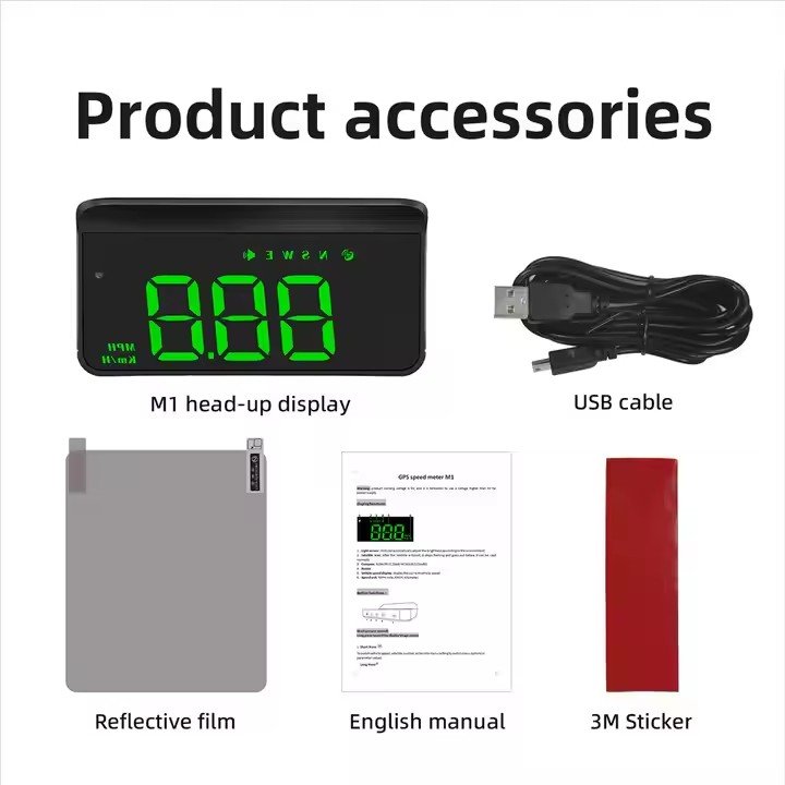 M1 GPS Speedometer Head up Display MPH/KM Overspeed Tired Warning Alarm Windshield Projector Car Hud Display
