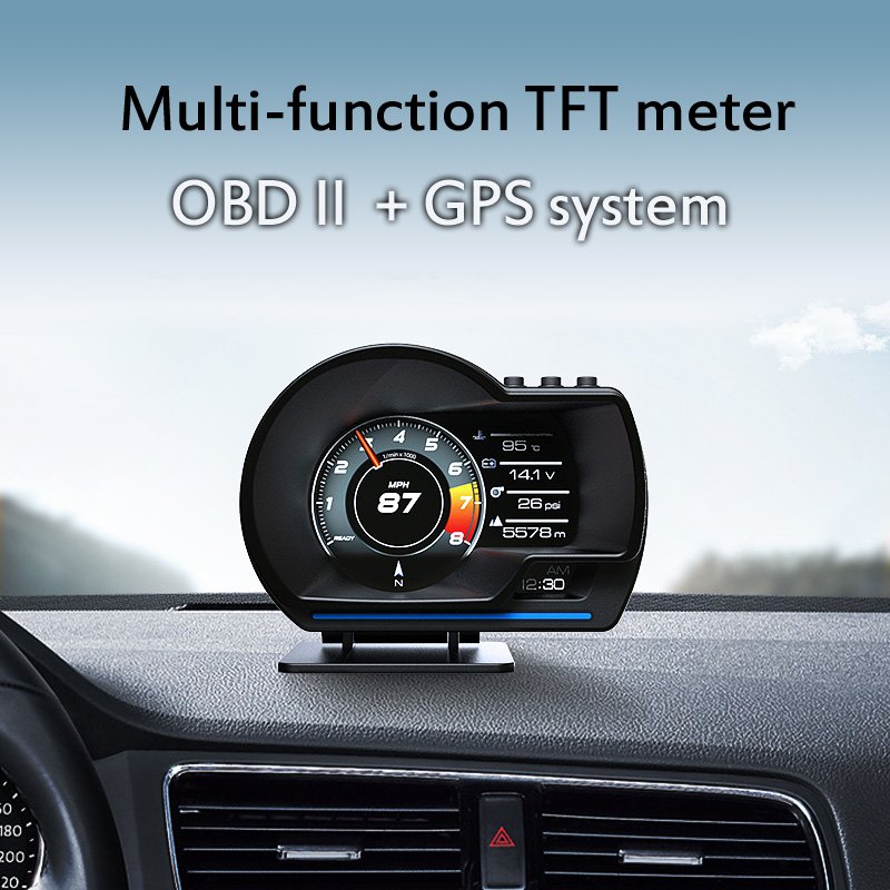 Digital Car Hud Heads-Up Display Security OBD+GPS Alarm System Speedometer Windshield Projector Hud Display