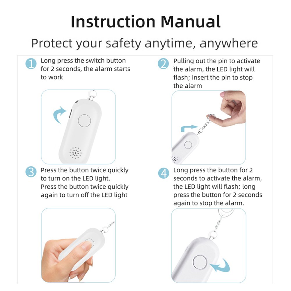 SOS Alert Personal Security Device Anti Rape Attack Emergency Personal Alarm for Woman