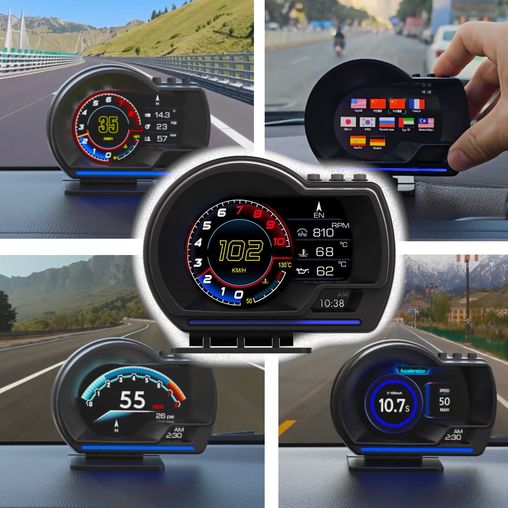 New Popular Car Gauge P6 OBD+GPS Smart Speedometer Multi-function Auto Electronics HUD for All Cars