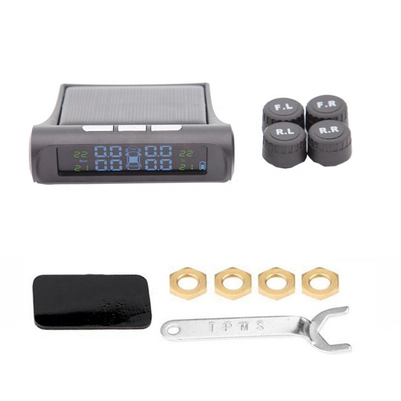 Factory Colour LED Universal Solar Charging Digital Monitor External Car Alarm TPMS Tire Pressure Sensor Gauge TPMS Temperature
