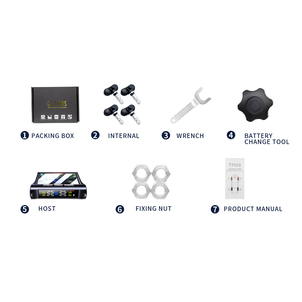 Vehicle Tools Solar TPMS Internal Sensor Digital Car Alarm System Tpms Auto Diagnostic Tool