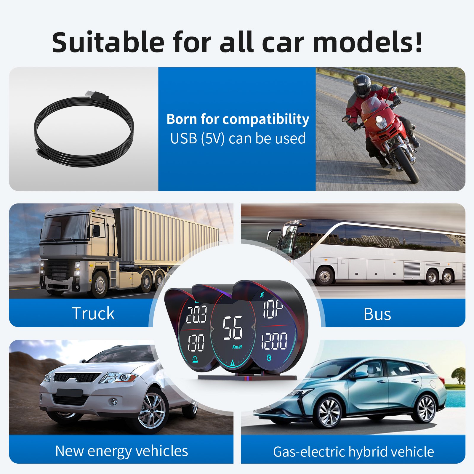 Lancol Head up Display High Definition Car Instrumentation GPS Beidou Chip HUD G17