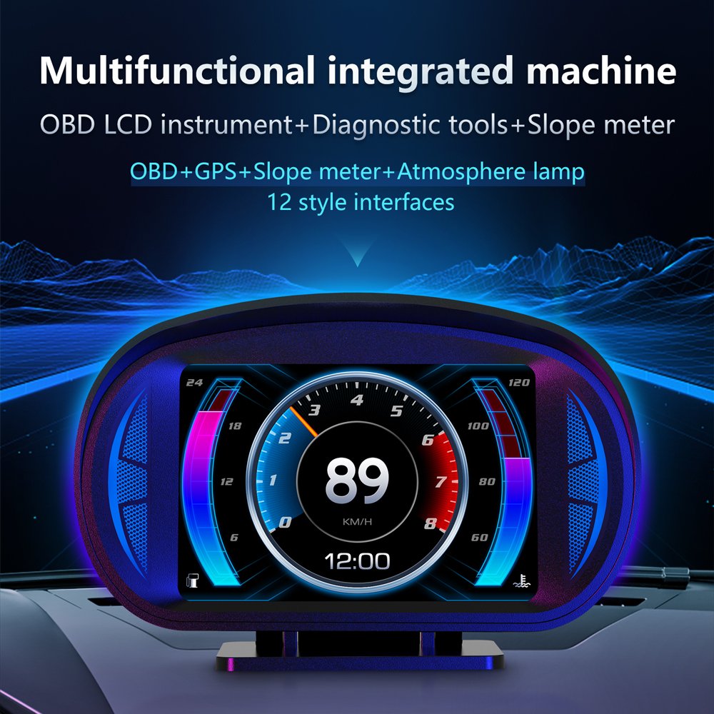 Original WiiYii P2 OBD Meter HUD+GPS+Slope+diagnostic Tools 4 in 1 System OBD2 Smart Digital Meter