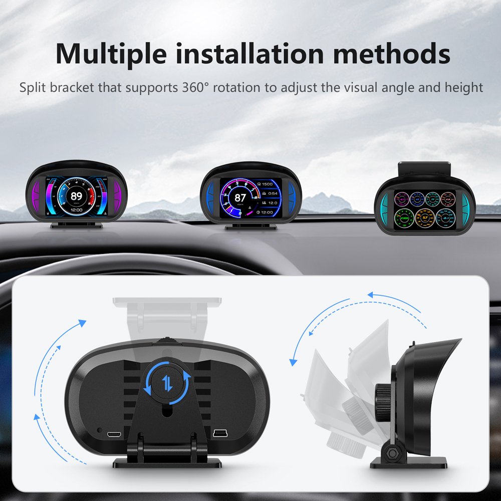 Original WiiYii P2 OBD Meter HUD+GPS+Slope+diagnostic Tools 4 in 1 System OBD2 Smart Digital Meter