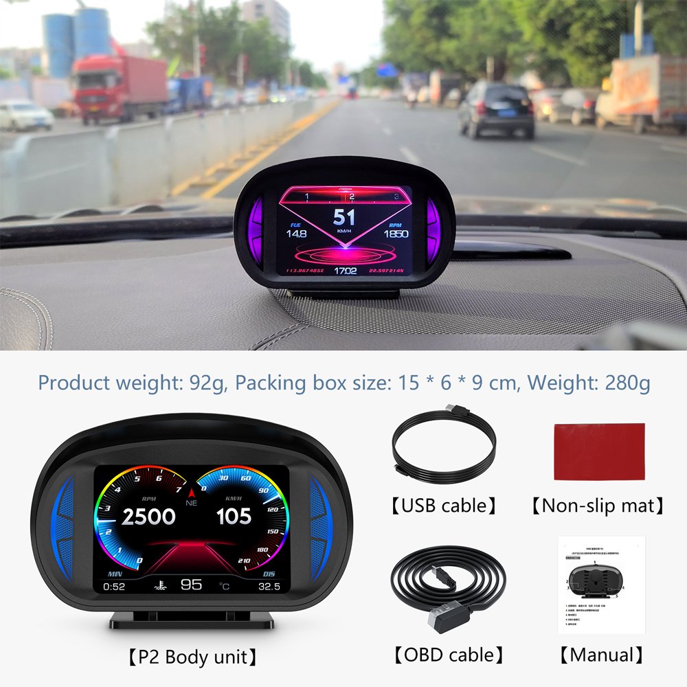 Original WiiYii P2 OBD Meter HUD+GPS+Slope+diagnostic Tools 4 in 1 System OBD2 Smart Digital Meter