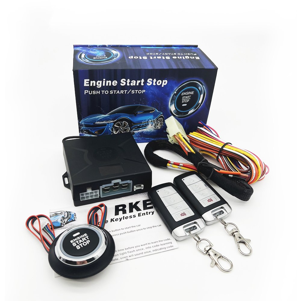 12v Hot Selling Auto Smart Key Rfid Identification Pke Keyless Alarm Car Alarms System With Autostart