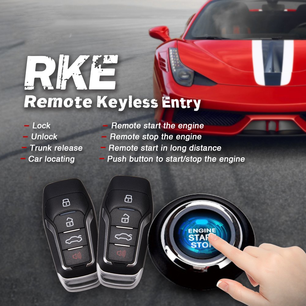 12v Hot Selling Auto Smart Key Rfid Identification Pke Keyless Alarm Car Alarms System With Autostart