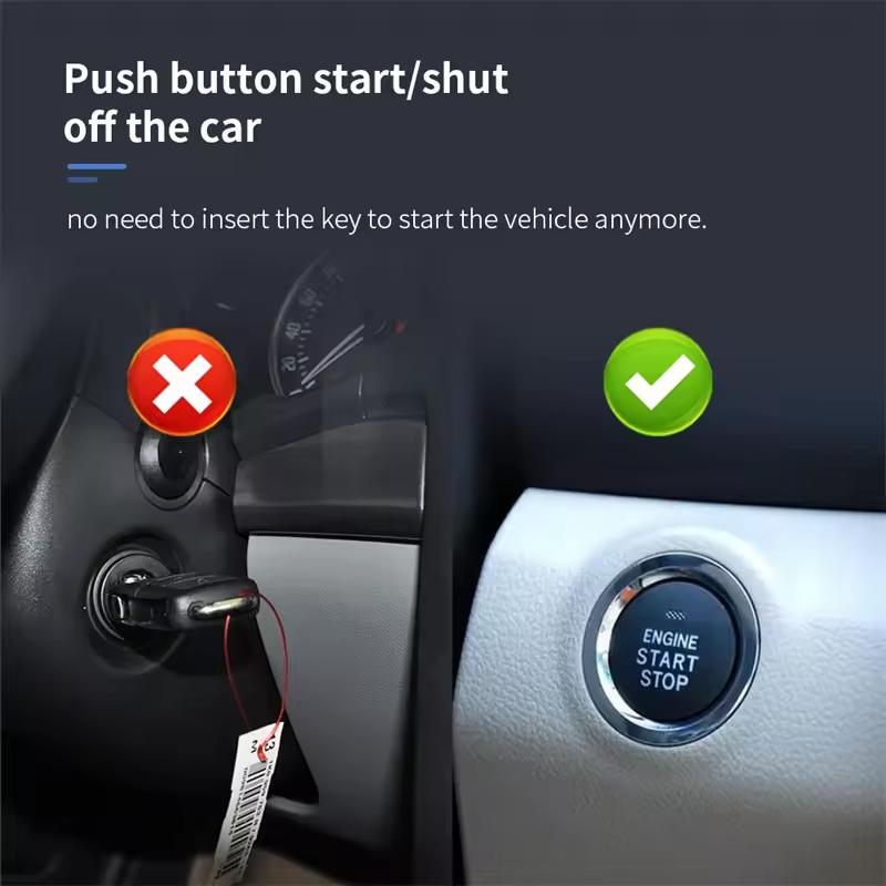 RoadNavi Plug&Play Push Button Starter for All Cars PKE Car Alarm KIT LCD Smart Key Remote Start