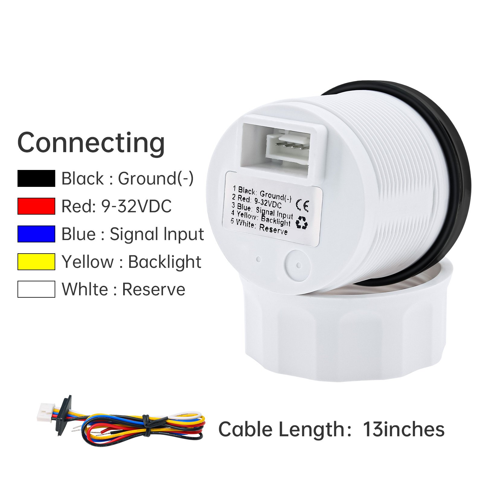 Waterproof 52mm Fuel Level Gauge+Fuel Float Sensor 0-190 OHM Fuel Tank Meter with Alarm 7 Color Backlight for Auto Car Yacht