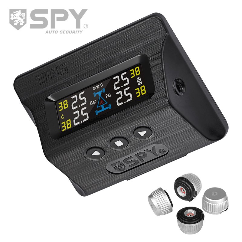 SPY Solar External Tire Pressure Wireless TPMS Tyre Pressure Sensor Monitoring System LCD Real-time Display Voice Safety Alarm