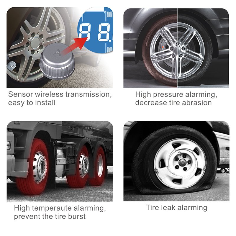 SPY Solar External Tire Pressure Wireless TPMS Tyre Pressure Sensor Monitoring System LCD Real-time Display Voice Safety Alarm