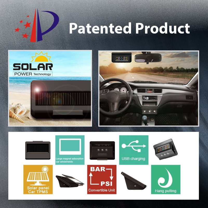 SPY Solar External Tire Pressure Wireless TPMS Tyre Pressure Sensor Monitoring System LCD Real-time Display Voice Safety Alarm