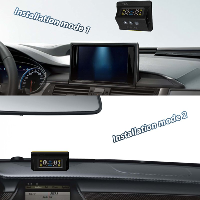 SPY Solar External Tire Pressure Wireless TPMS Tyre Pressure Sensor Monitoring System LCD Real-time Display Voice Safety Alarm