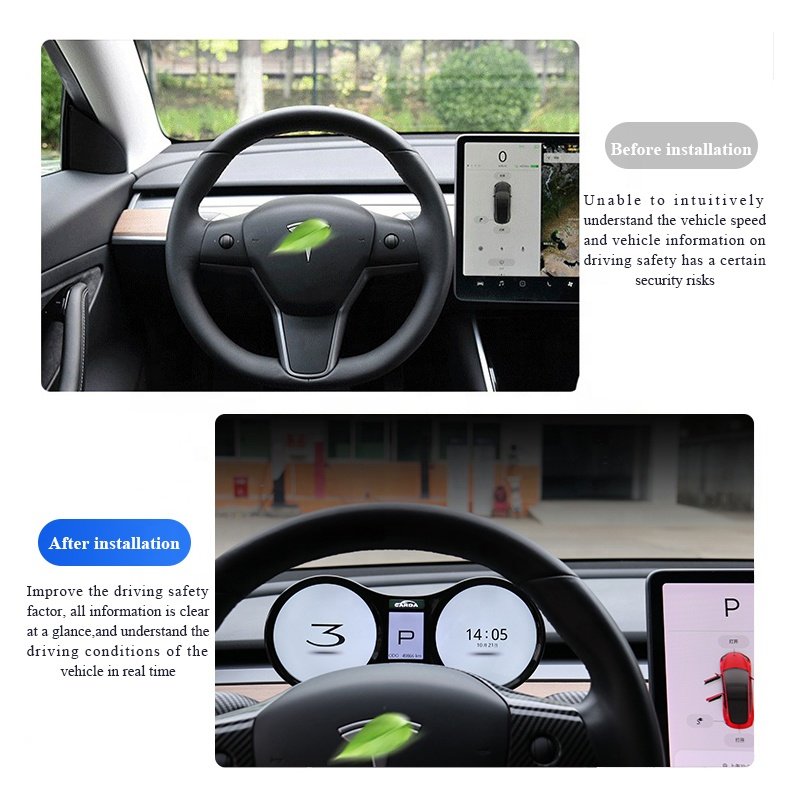 Car Head-up Display Multi-function Dashboard With Smart LCD Screen for Tesla Model Y/Model 3