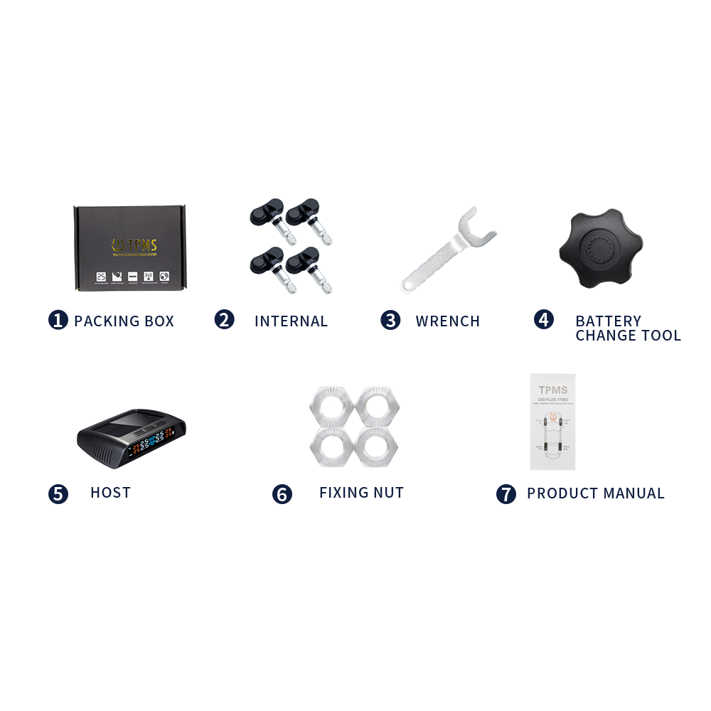Riboton TPMS Solar Wireless Tire Pressure Alarm Monitoring System With 4 Internal Sensor
