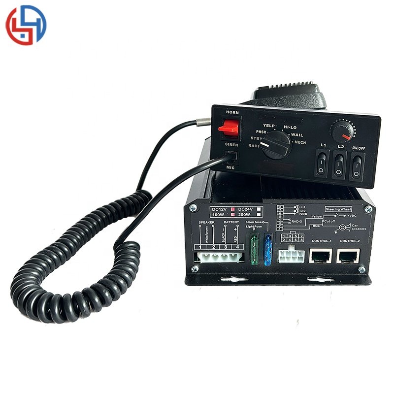YUANHAO 100w 150w 200w Ambulance Siren 24v Loud Emergency Siren 7 Tones Big Power Sirena 12v Alarm Siren for Emergency Cars