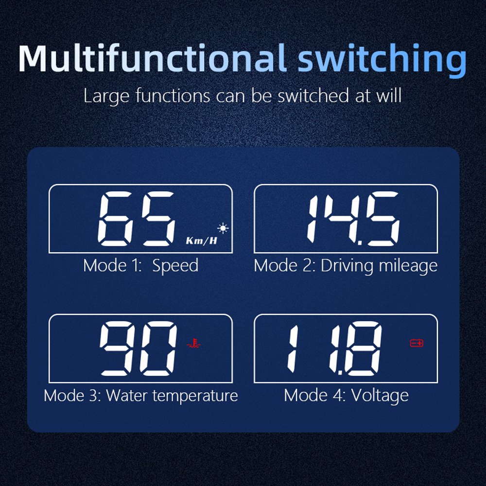 New Auto Electronic Obd2 Gauge Car Hud 3inch C100 Car HUD Wireless HUD Tpms Display OBD2 Speedometer Alarm