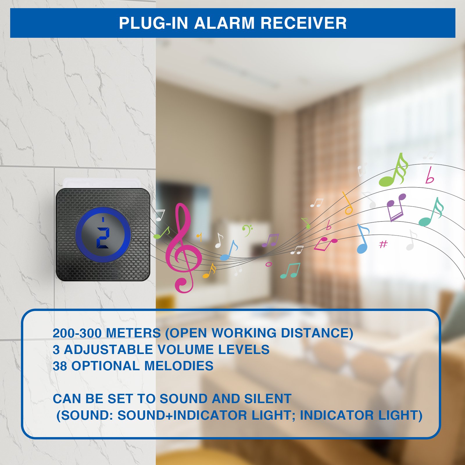 Wireless Security Solar Powered Outside Security Alarm for Outdoor Home Security System Driveway Alarm Garage Carport Alarm