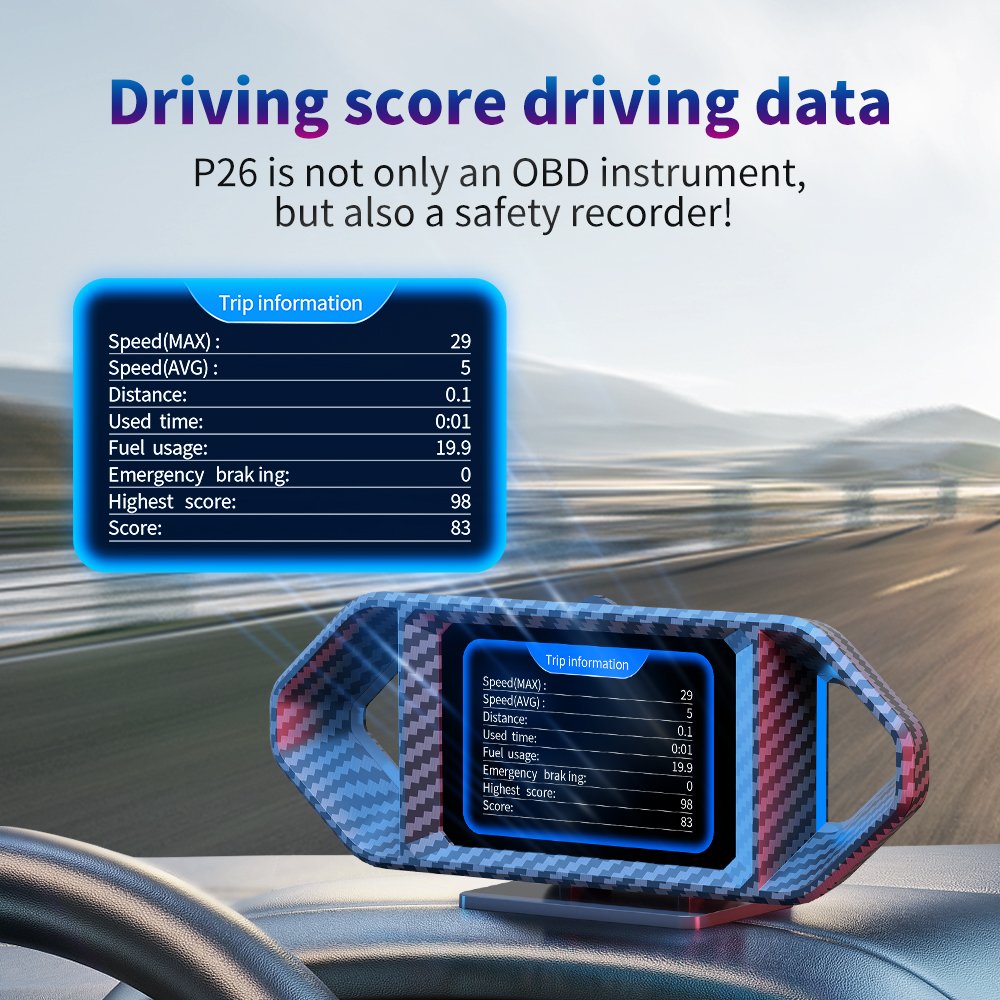 2025 WiiYii Factory Smart OBD2 GPS Speedometer Slope Meter P26 LCD Car HUD Water Temperature Clock Diagnostic Car Display