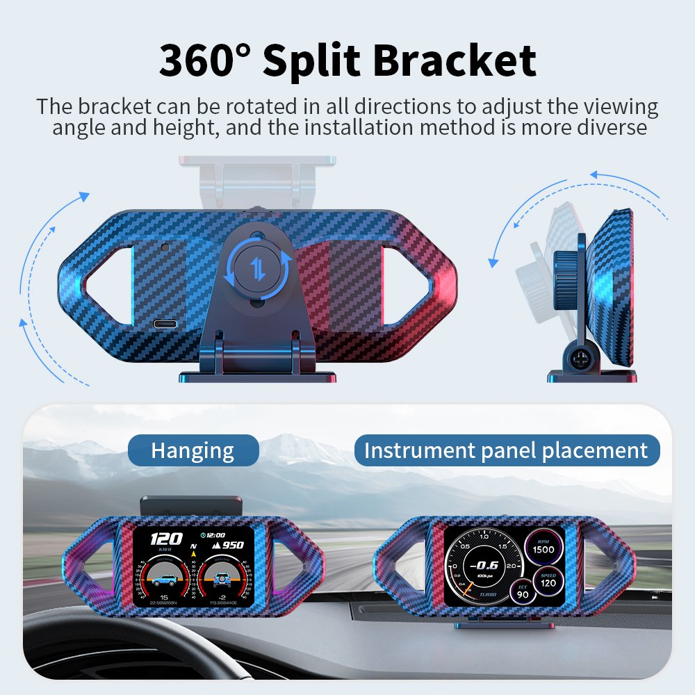 2025 WiiYii Factory Smart OBD2 GPS Speedometer Slope Meter P26 LCD Car HUD Water Temperature Clock Diagnostic Car Display