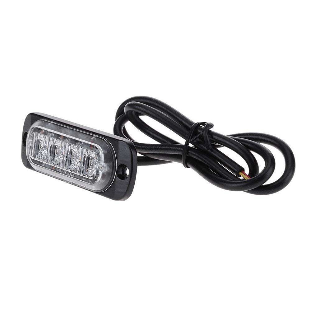 HearxinLED 12V 24V 4 LED Strobe Lights Warning Universal Flash Warning Strobe Light Amber Yellow Stroboskop Lamp for Car Truck