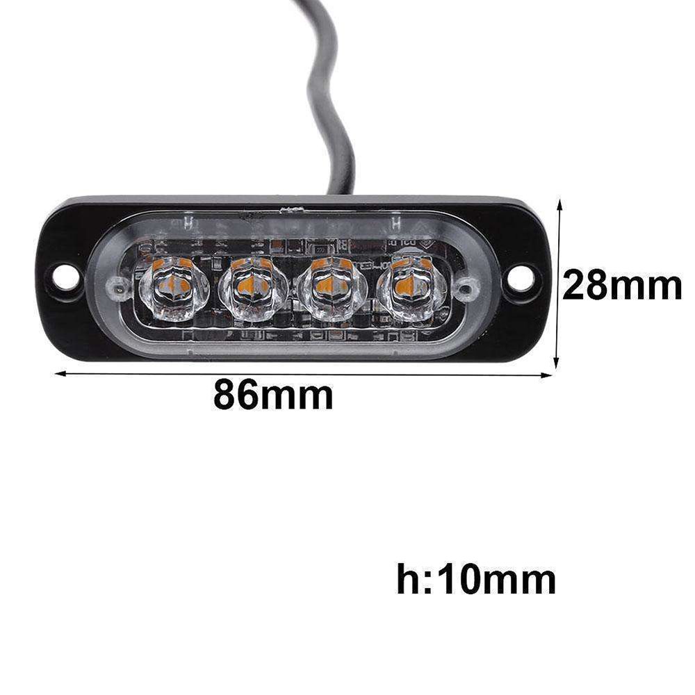 HearxinLED 12V 24V 4 LED Strobe Lights Warning Universal Flash Warning Strobe Light Amber Yellow Stroboskop Lamp for Car Truck