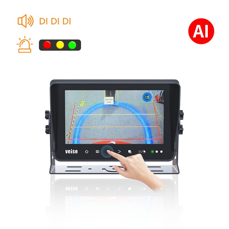 AI Pedestrian Detection Backup Camera System with AI Backup Camera and Blind Spot Audible and Visual Alarm for Cars