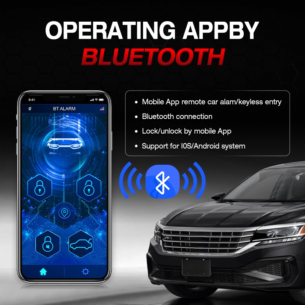 App Control BT Car Alarms Anti-Robbing Anti-Hijacking Central Door Lock Unlock Car Alarm Security System