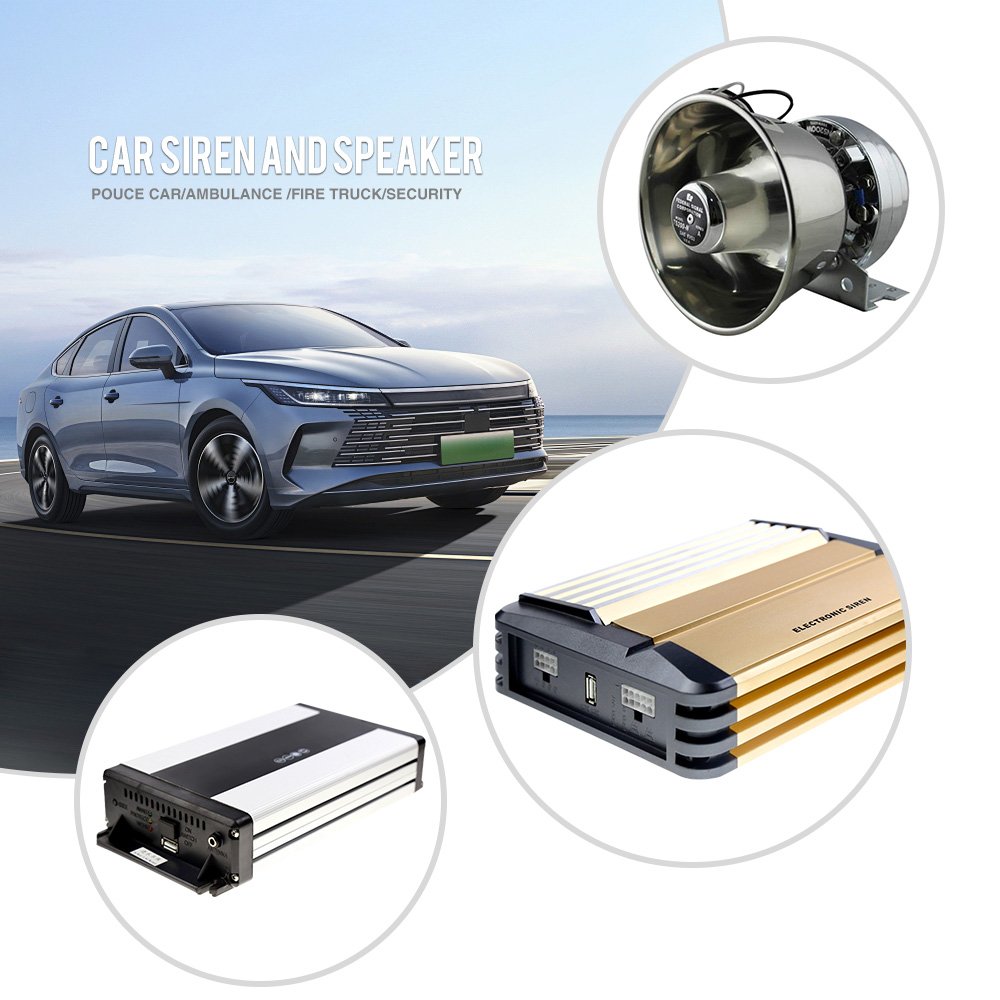 Vehicle Warning Horn Car Siren Speaker 100W 200W 300W 12V 7 Loud Sound Microphone Fire Loudspeaker Emergency Alarm System