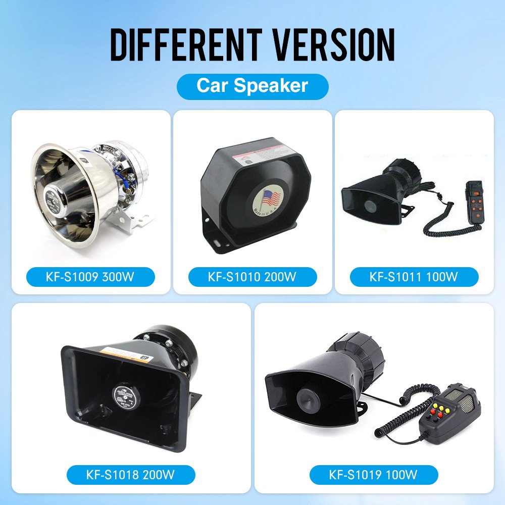 Vehicle Warning Horn Car Siren Speaker 100W 200W 300W 12V 7 Loud Sound Microphone Fire Loudspeaker Emergency Alarm System