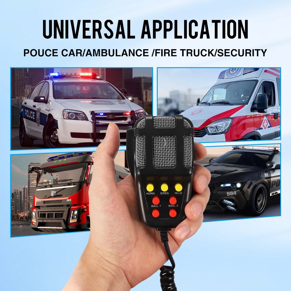 Vehicle Warning Horn Car Siren Speaker 100W 200W 300W 12V 7 Loud Sound Microphone Fire Loudspeaker Emergency Alarm System