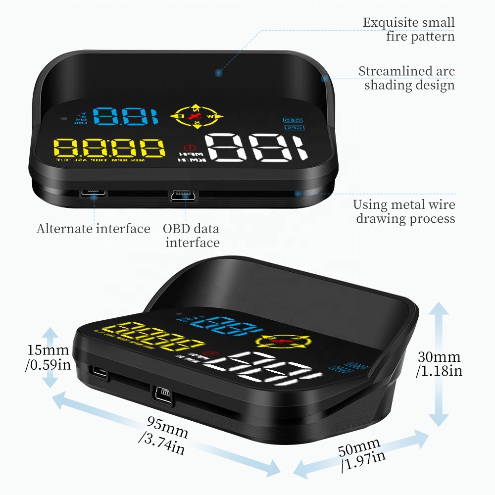 2025 Hot Sale M21 OBD2 Head up Display GPS Speedometer LED Windshield Display with Speed and Clock Function for Cars