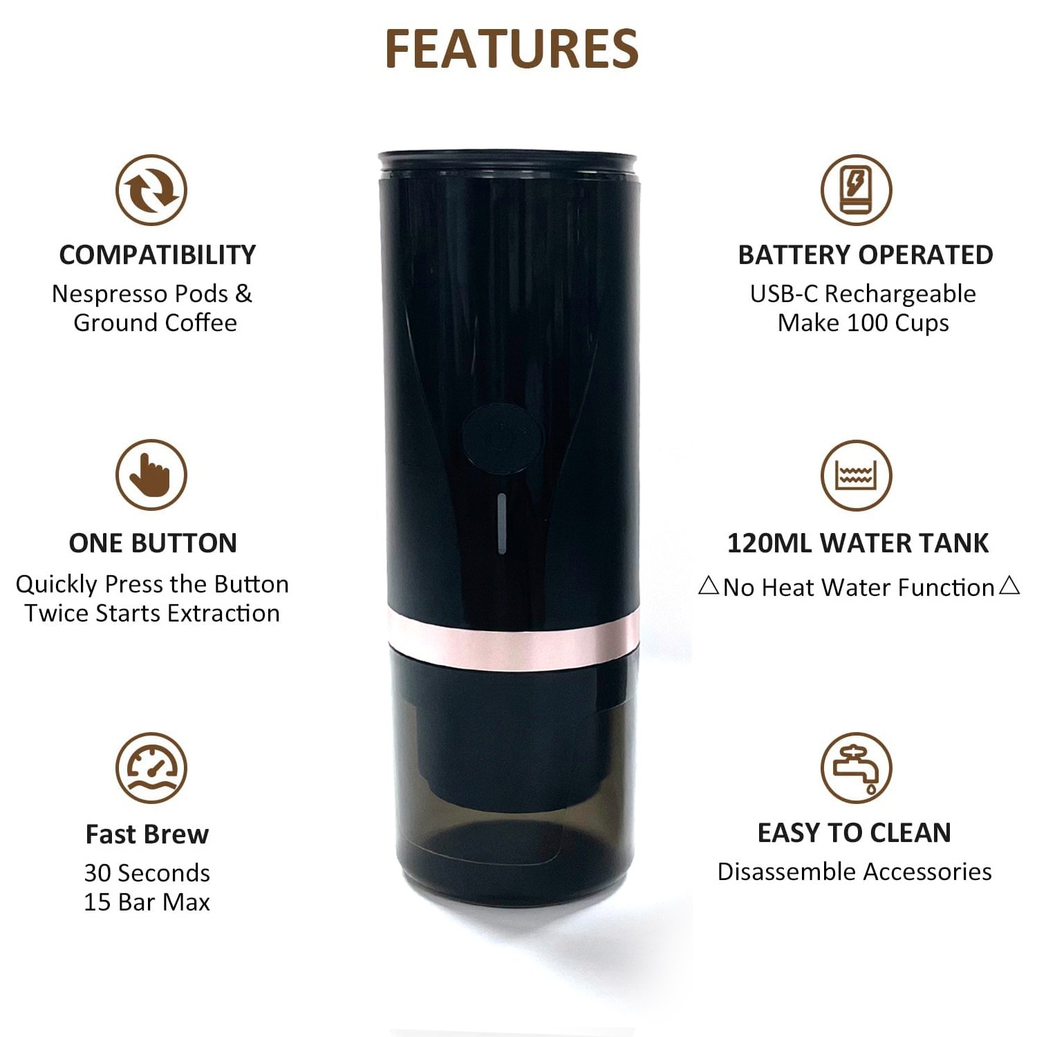 Coffee Maker Instant Coffee Machine Aluminum 5v Portable Car Travel Outdoor Mini USB Charging Electric Home OEM Single Serve