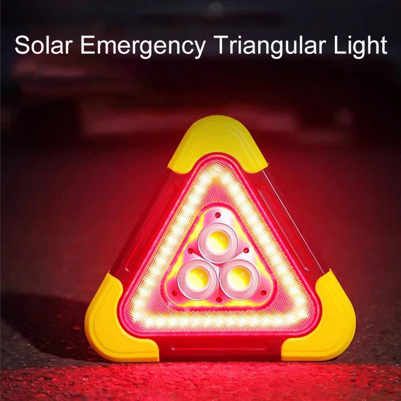 2-IN-1 Solar Emergency Triangular Roadside Warning Light Safety Emergency Breakdown Alarm Lamp Portable Flashing Light on Hand