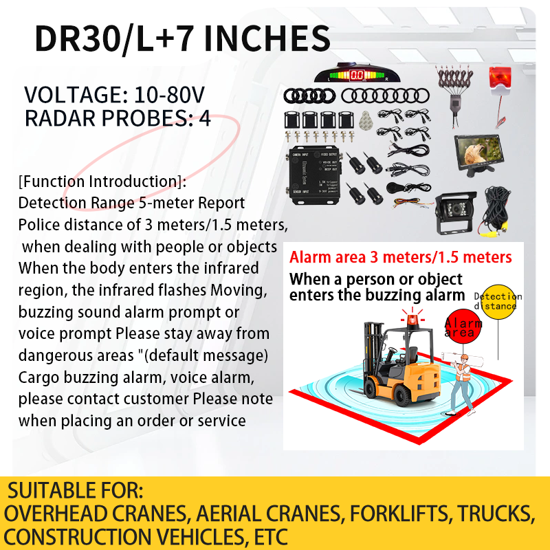 Forklift Reversing Anti-interference radar Detection System DC10-80V Safe Area Alarm System,forklift Collision Prevention System